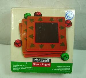 PFALTZGRAFF CAMP JINGLES CERAMIC COASTERS-SET OF 4-2009-4" SQUARE